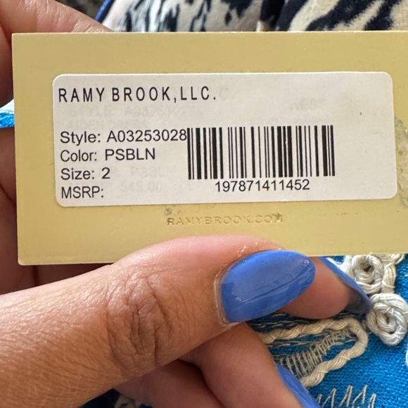 Ramy Brook Aiden summer resort halter Blue Floral Midi linen blend dress 2 NEW - Picture 5 of 5